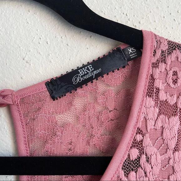 BKE Boutique Pink Lace Peplum Tank Top - Picture 9 of 9